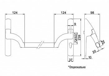 фото ручка-штанга нажимная doorlock pd800 fr-bar pz72 мм для системы антипаники