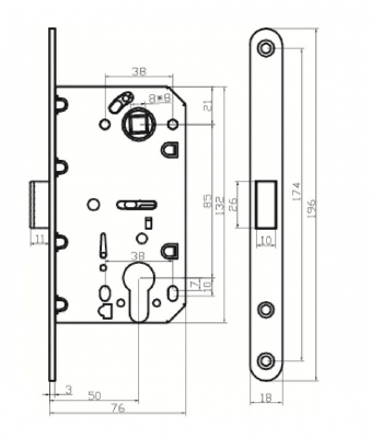 фото замок магнитный mc85 sn под цилиндр (магнит по центру)