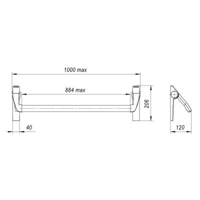 фото ручка-штанга нажимная fuaro 1300а для системы антипаники