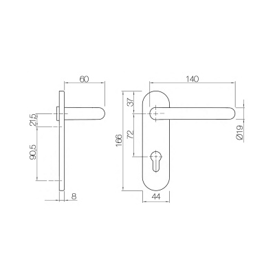 фото ручка дверная на планке doorlock 038kp/f-s9 pz72 для противопожарных дверей